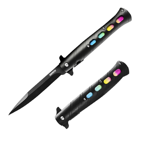 9"" Multi & Black Color Plastic Handle 3CR13 Steel Spring Assisted Folding Knife