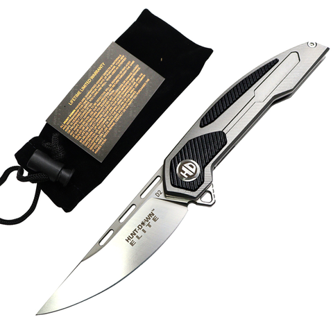 Hunt-Down 8" Stainless Finish Blade Ball Bearing Folding Knife G10 Handle With Box