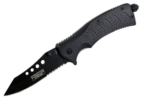 9" Defender Xtreme Spring Assisted Folding Knife with Fire Starter